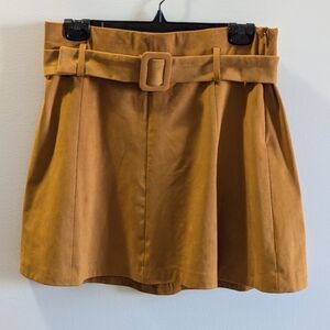 Zara mustard yellow suede like skirt size L